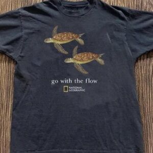 National Geographic Black T-Shirt with Turtle Design